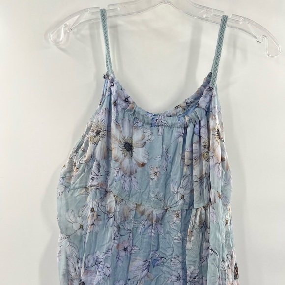 Elena Baldi blue Silk Blend Floral Tiered Maxi Dress medium new with tags - Picture 8 of 13